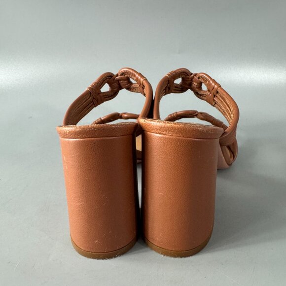 Aquazzura Brown Leather Blocked Heel Slides, Size 36 - Picture 6 of 12